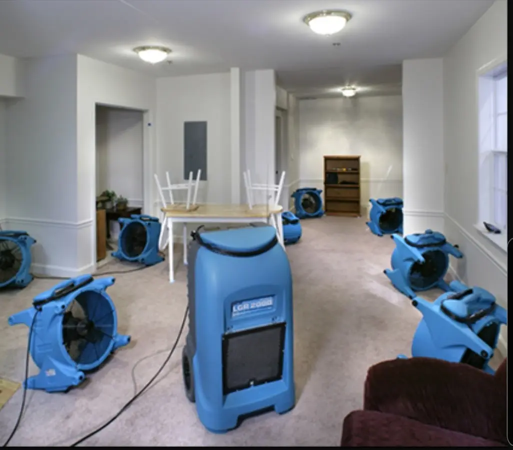 Air movers and dehumidifier setup for Water Extraction & Removal in Cottage Grove